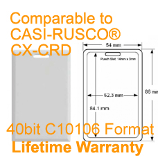 Clamshell Proximity Card GE Casi-Rusco 40bit C10106 CXCRD Compare to GE Security, Lenel 32, Interlogix, ProxLite, UTC Fire & Security